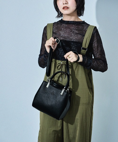 バイカラーデザインミニハンドバッグ ショルダーバッグ きれいめ