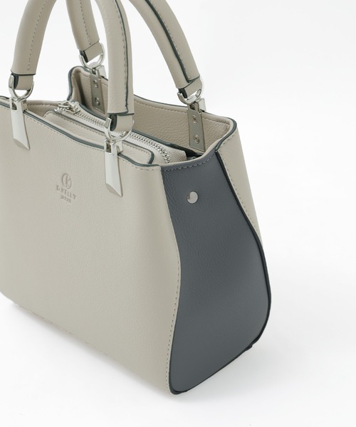 バイカラーデザインミニハンドバッグ ショルダーバッグ きれいめ