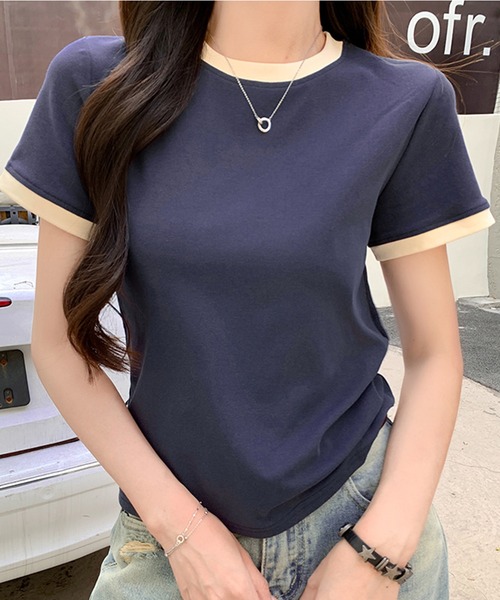 by LEGNA(バイレグナ)の「リンガーTシャツ(Tシャツ/カットソー・レディース・ベージュ系/ホワイト系/レッド系/ネイビー系/グレー系・LARGE/X-LARGE/MEDIUM)」の12枚目の写真
