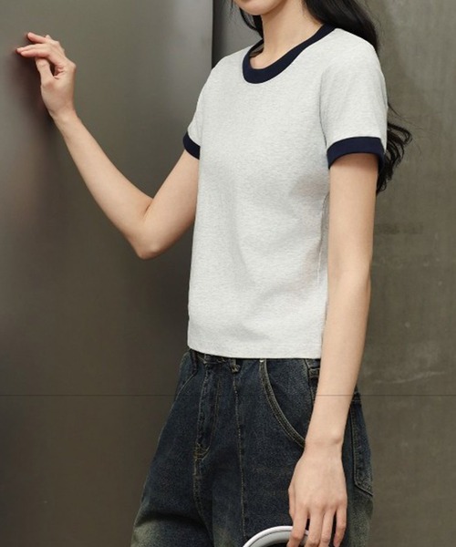 by LEGNA(バイレグナ)の「リンガーTシャツ(Tシャツ/カットソー・レディース・ベージュ系/ホワイト系/レッド系/ネイビー系/グレー系・LARGE/X-LARGE/MEDIUM)」の14枚目の写真