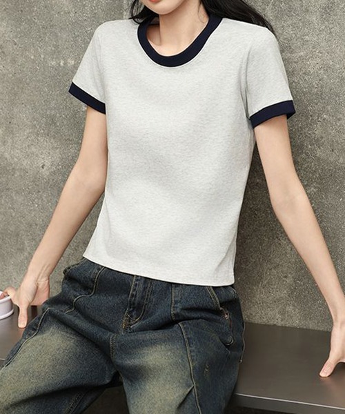 by LEGNA(バイレグナ)の「リンガーTシャツ(Tシャツ/カットソー・レディース・ベージュ系/ホワイト系/レッド系/ネイビー系/グレー系・LARGE/X-LARGE/MEDIUM)」の15枚目の写真