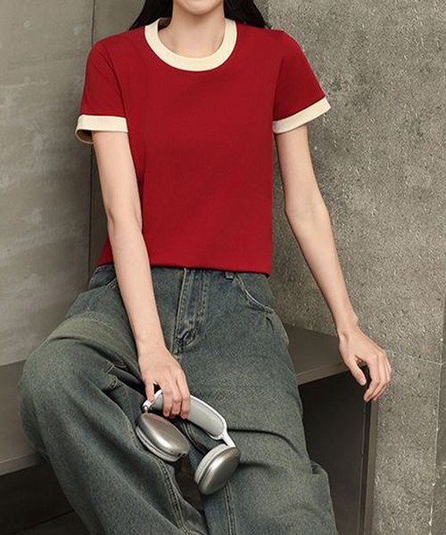 by LEGNA(バイレグナ)の「リンガーTシャツ(Tシャツ/カットソー・レディース・ベージュ系/ホワイト系/レッド系/ネイビー系/グレー系・LARGE/X-LARGE/MEDIUM)」の16枚目の写真