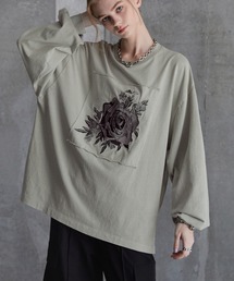 SERACE(�Z���X)�́ySERACE�zVintage design loose pigment flower embroidery long tee / ���B���e�[�W�f�U�C�����[�Y�s�O�����g�t�����[�h�J����T(T�V���c/�J�b�g�\�[)
