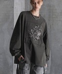SERACE（セラス）の「【SERACE】Vintage design loose pigment flower embroidery long tee / ヴィンテージデザインルーズピグメントフラワー刺繍ロンT（Tシャツ/カットソー・L）」