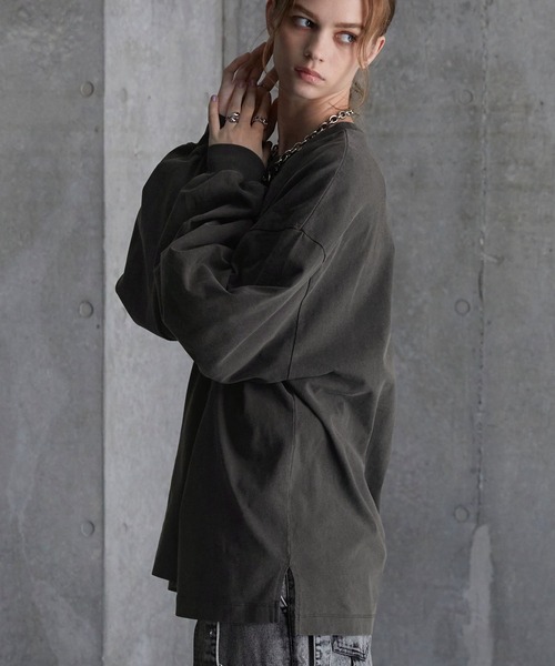 SERACE(セラス)の「【SERACE】Vintage design loose pigment flower embroidery long tee / ヴィンテージデザインルーズピグメントフラワー刺繍ロンT(Tシャツ/カットソー・メンズ・ブラック/ブルー/グレー・S/M/L)」の17枚目の写真