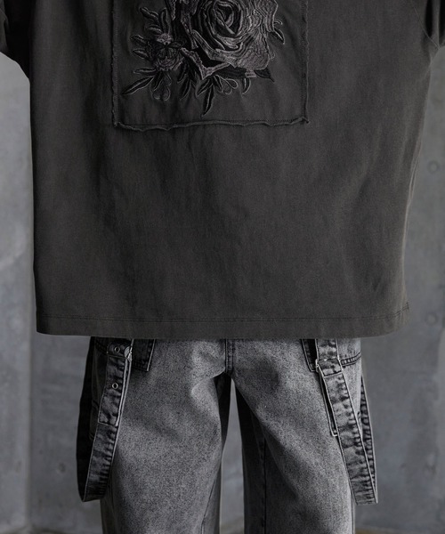 SERACE(セラス)の「【SERACE】Vintage design loose pigment flower embroidery long tee / ヴィンテージデザインルーズピグメントフラワー刺繍ロンT(Tシャツ/カットソー・メンズ・ブラック/ブルー/グレー・S/M/L)」の7枚目の写真