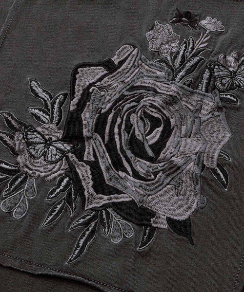 SERACE】Vintage design loose pigment flower embroidery long