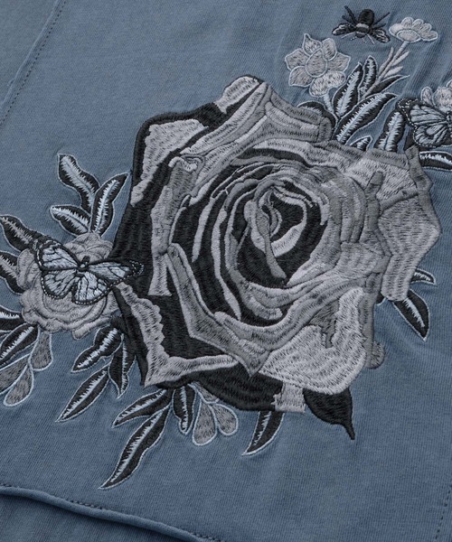 SERACE】Vintage design loose pigment flower embroidery long