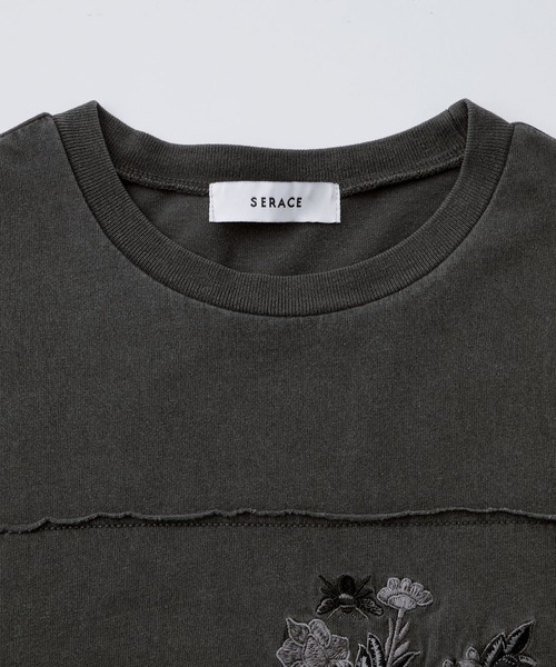 SERACE(セラス)の「【SERACE】Vintage design loose pigment flower embroidery long tee / ヴィンテージデザインルーズピグメントフラワー刺繍ロンT(Tシャツ/カットソー・メンズ・ブラック/ブルー/グレー・S/M/L)」の10枚目の写真