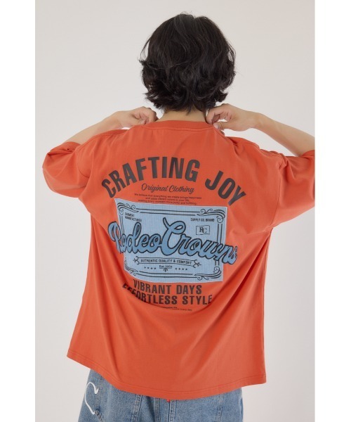 RODEO CROWNS WIDE BOWL(ロデオクラウンズワイドボウル)の「コール&デニムパッチTシャツ(Tシャツ/カットソー・メンズ・ブラック/ホワイト/オレンジ・MEDIUM/LARGE)」の21枚目の写真