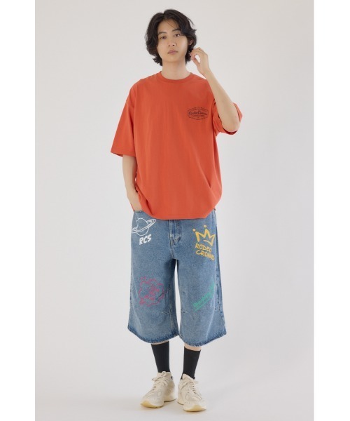 RODEO CROWNS WIDE BOWL(ロデオクラウンズワイドボウル)の「コール&デニムパッチTシャツ(Tシャツ/カットソー・メンズ・ブラック/ホワイト/オレンジ・MEDIUM/LARGE)」の20枚目の写真