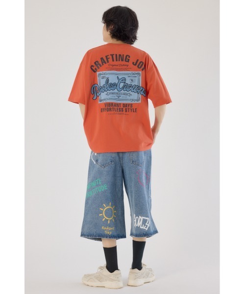 RODEO CROWNS WIDE BOWL(ロデオクラウンズワイドボウル)の「コール&デニムパッチTシャツ(Tシャツ/カットソー・メンズ・ブラック/ホワイト/オレンジ・MEDIUM/LARGE)」の19枚目の写真
