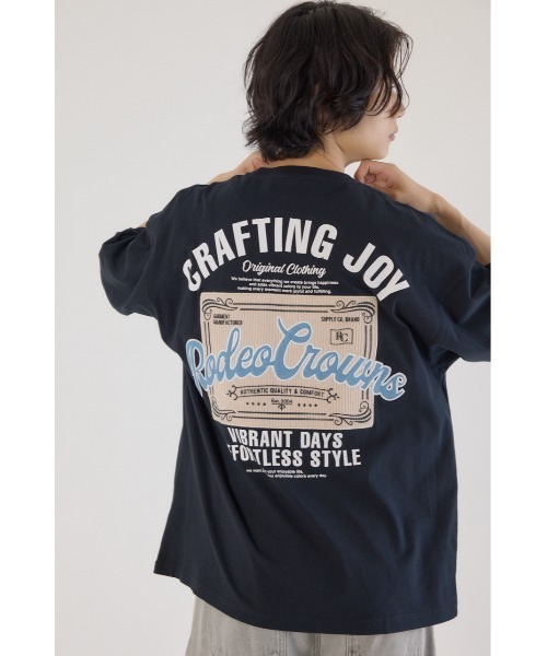 RODEO CROWNS WIDE BOWL(ロデオクラウンズワイドボウル)の「コール&デニムパッチTシャツ(Tシャツ/カットソー・メンズ・ブラック/ホワイト/オレンジ・MEDIUM/LARGE)」の14枚目の写真