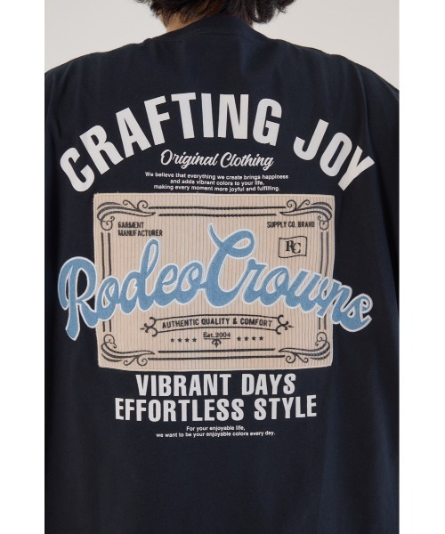 RODEO CROWNS WIDE BOWL(ロデオクラウンズワイドボウル)の「コール&デニムパッチTシャツ(Tシャツ/カットソー・メンズ・ブラック/ホワイト/オレンジ・MEDIUM/LARGE)」の7枚目の写真