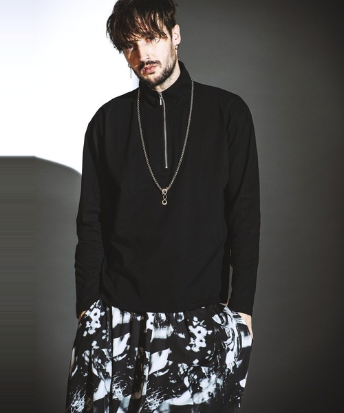 NO ID.(ノーアイディ)の「【NO ID.】Half Zip Big Pullover / ハーフ ジップ ビッグ プルオーバー(ポロシャツ・メンズ・ブラック/グレー/ホワイト・1/2)」の21枚目の写真