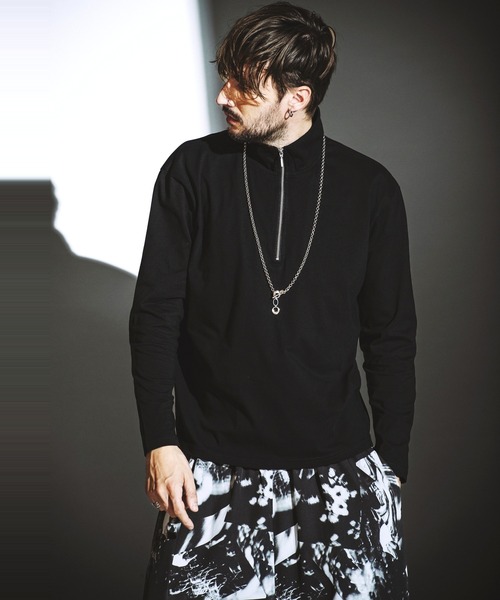 NO ID.(ノーアイディ)の「【NO ID.】Half Zip Big Pullover / ハーフ ジップ ビッグ プルオーバー(ポロシャツ・メンズ・ブラック/グレー/ホワイト・1/2)」の12枚目の写真