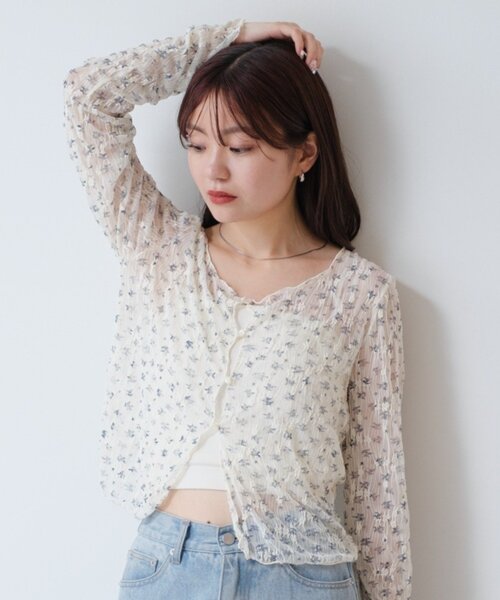 Kastane（カスタネ）の「【2WAY】シアーフラワーレースカーディガン（カーディガン/ボレロ・レディース・サックスブルー/ホワイト・FREE）」の13枚目の写真