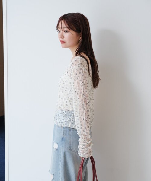Kastane（カスタネ）の「【2WAY】シアーフラワーレースカーディガン（カーディガン/ボレロ・レディース・サックスブルー/ホワイト・FREE）」の16枚目の写真