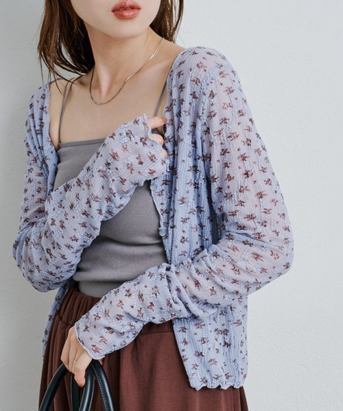 Kastane（カスタネ）の「【2WAY】シアーフラワーレースカーディガン（カーディガン/ボレロ・レディース・サックスブルー/ホワイト・FREE）」の2枚目の写真