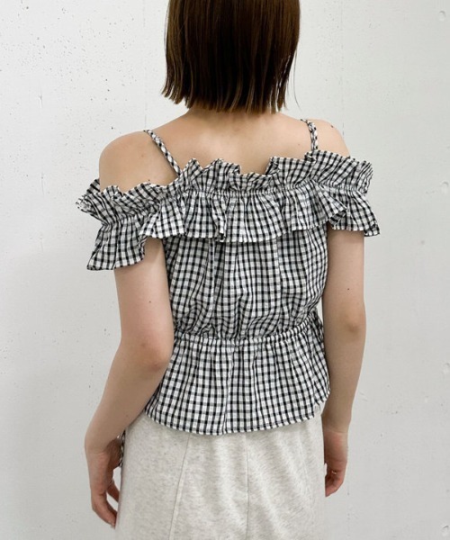 archives（アルシーヴ）の「チェックフリルオフショルブラウス（シャツ/ブラウス・レディース・オフホワイト/ブラック/ベージュ・MEDIUM）」の18枚目の写真