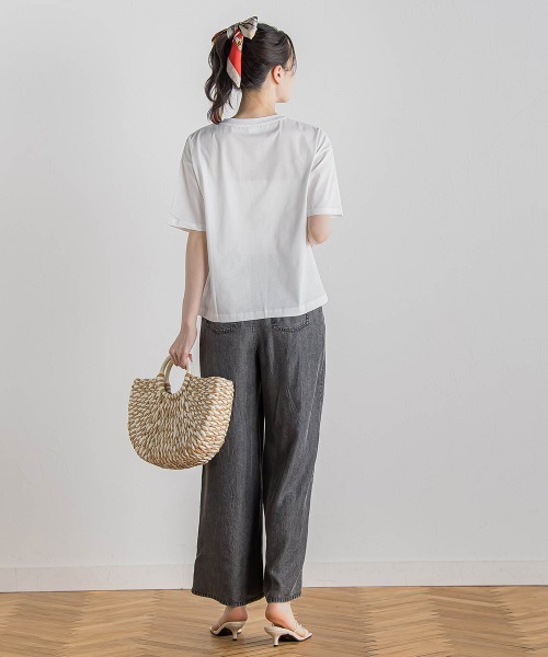 Droite lautreamont（ドロワットロートレアモン）の「バイオシルクパウダー加工ワイドパンツ≪洗濯機で洗える≫（デニムパンツ・レディース・ブラック/ブルー・S/M）」の21枚目の写真