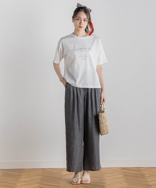 Droite lautreamont（ドロワットロートレアモン）の「バイオシルクパウダー加工ワイドパンツ≪洗濯機で洗える≫（デニムパンツ・レディース・ブラック/ブルー・S/M）」の18枚目の写真