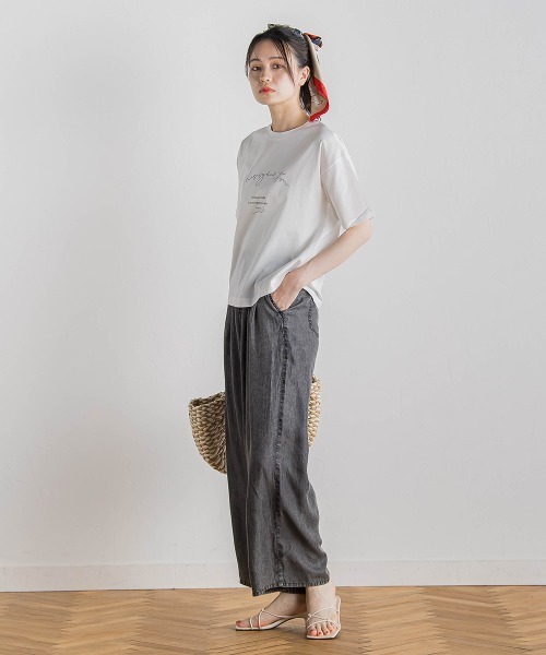 Droite lautreamont（ドロワットロートレアモン）の「バイオシルクパウダー加工ワイドパンツ≪洗濯機で洗える≫（デニムパンツ・レディース・ブラック/ブルー・S/M）」の19枚目の写真