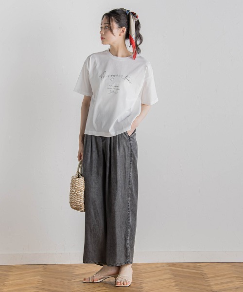 Droite lautreamont（ドロワットロートレアモン）の「バイオシルクパウダー加工ワイドパンツ≪洗濯機で洗える≫（デニムパンツ・レディース・ブラック/ブルー・S/M）」の20枚目の写真