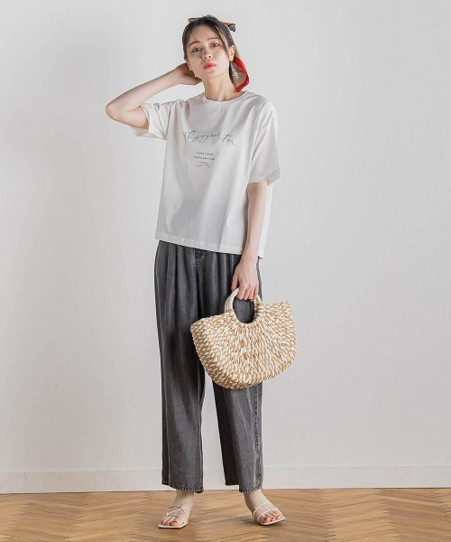 Droite lautreamont（ドロワットロートレアモン）の「バイオシルクパウダー加工ワイドパンツ≪洗濯機で洗える≫（デニムパンツ・レディース・ブラック/ブルー・S/M）」の17枚目の写真