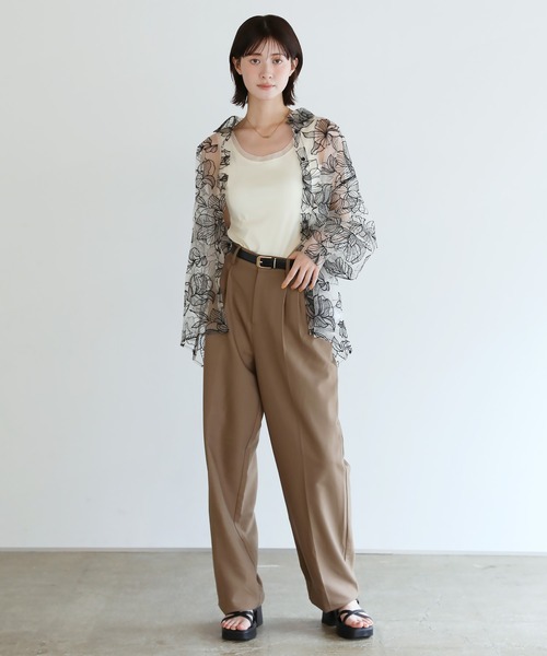 shetila(シェティラ)の「一目惚れ フラワーエンブロイダリーシアーシャツ(シャツ/ブラウス・レディース・ブラック/キナリ・FREE)」の16枚目の写真