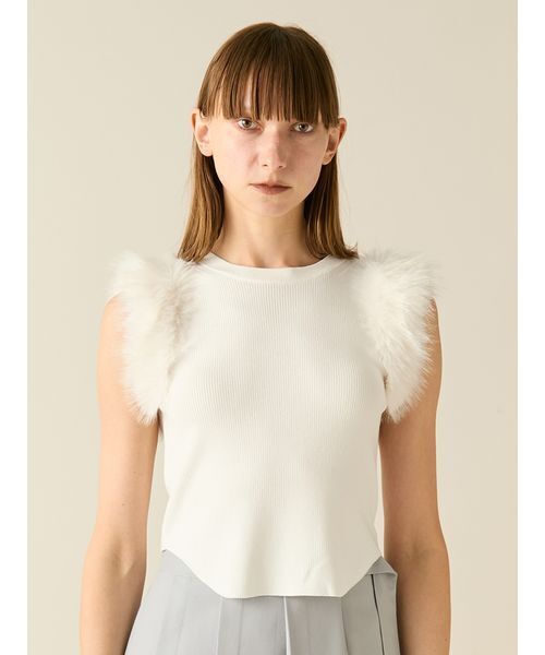 FURFUR(ファーファー)の「エコファースリーブニットトップス(ニット/セーター・レディース・ホワイト/ピンク/チャコールグレー・F)」の17枚目の写真