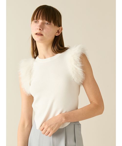 FURFUR(ファーファー)の「エコファースリーブニットトップス(ニット/セーター・レディース・ホワイト/ピンク/チャコールグレー・F)」の19枚目の写真