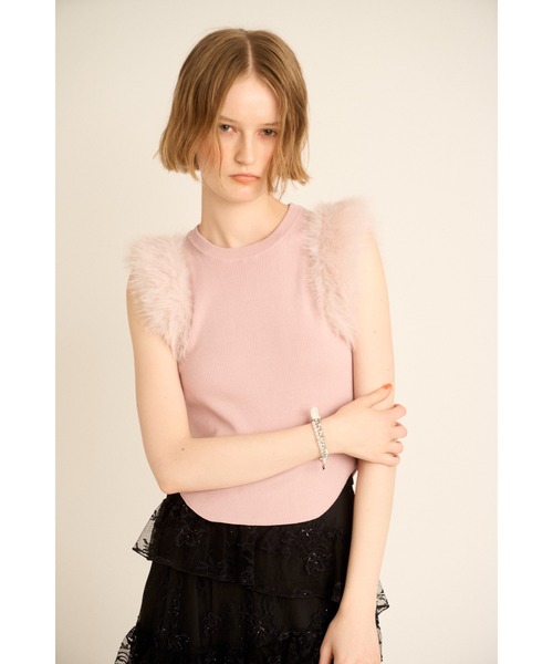 FURFUR(ファーファー)の「エコファースリーブニットトップス(ニット/セーター・レディース・ホワイト/ピンク/チャコールグレー・F)」の10枚目の写真
