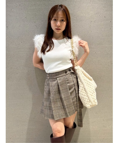 FURFUR(ファーファー)の「エコファースリーブニットトップス(ニット/セーター・レディース・ホワイト/ピンク/チャコールグレー・F)」の12枚目の写真