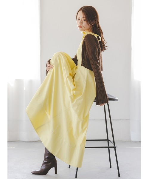 SNIDEL（スナイデル）の「タックキャミワンピース（ワンピース・レディース・マスタード/チェック/ブラック・1/0）」の5枚目の写真