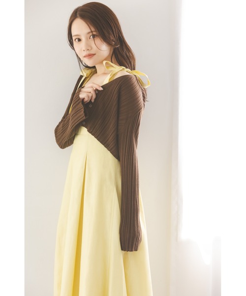 SNIDEL（スナイデル）の「タックキャミワンピース（ワンピース・レディース・マスタード/チェック/ブラック・1/0）」の6枚目の写真