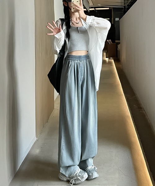 blackdia ocean(ブラックダイヤオーシャン)の「blackdia ocean リラクシー ウエストゴムパンツ(デニムパンツ・レディース・ライトブルー/ホワイト/ブラック・SMALL/MEDIUM)」の14枚目の写真