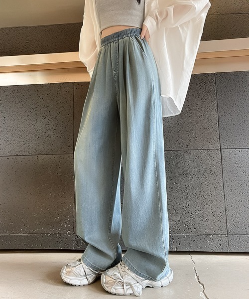 blackdia ocean(ブラックダイヤオーシャン)の「blackdia ocean リラクシー ウエストゴムパンツ(デニムパンツ・レディース・ライトブルー/ホワイト/ブラック・SMALL/MEDIUM)」の6枚目の写真