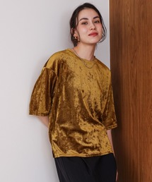 シアーベロア五分袖Tシャツ