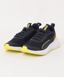 PUMA（プーマ）の「PUMA プーマ FLYER LITE 3 JR キッズスニーカー ひも靴 ランニングシューズ(フライヤーライト3ジュニア) 401526 02 ニューネイビー/レモンシャーベット/ホワイト（スニーカー・キッズ）」
