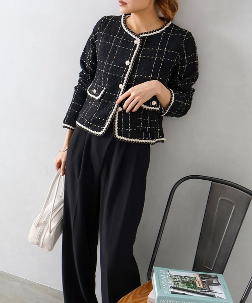 SpRay（スプレイ）の「ラメツイードノーカラージャケット（ノーカラージャケット・レディース・オフホワイト/ネイビー/ブラック・FREE）」の12枚目の写真