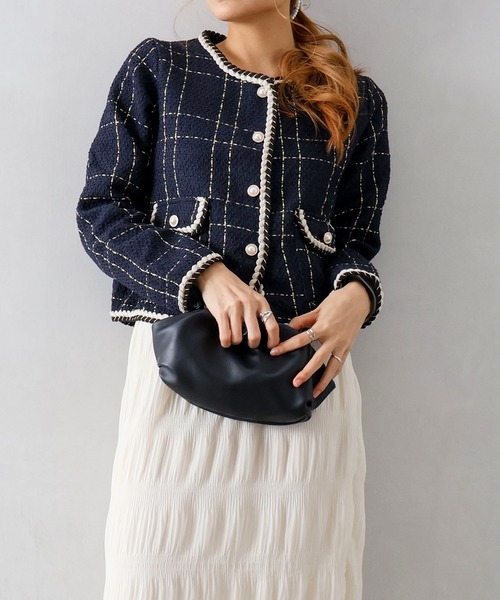 SpRay（スプレイ）の「ラメツイードノーカラージャケット（ノーカラージャケット・レディース・オフホワイト/ネイビー/ブラック・FREE）」の19枚目の写真