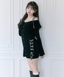 OLIVE des OLIVE | 【Belle Charme】レースアップオフショルニットワンピ(ワンピース)