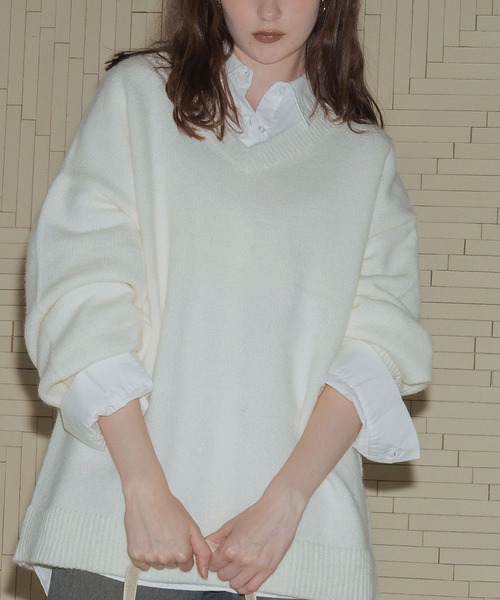 Vネックオーバーサイズニット（ニット/セーター）｜Mili affinity