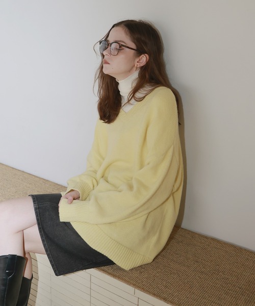 Vネックオーバーサイズニット（ニット/セーター）｜Mili affinity