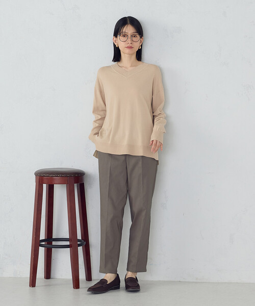 COMME CA ISM（コムサイズム）の「【美しいベーシックパンツ】裏起毛 カルゼ テーパードパンツ（その他パンツ・レディース・ダークブラウン/ブラック/ベージュ/グレイッシュベージュ・XX-LARGE/X-LARGE/LARGE/MEDIUM/SMALL/X-SMALL/XX-SMALL）」の20枚目の写真