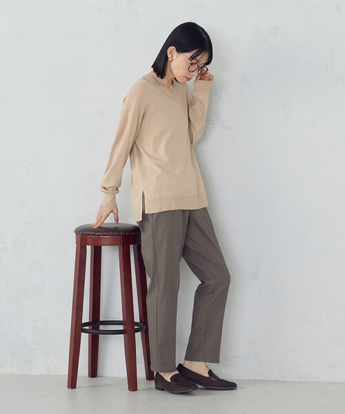 COMME CA ISM（コムサイズム）の「【美しいベーシックパンツ】裏起毛 カルゼ テーパードパンツ（その他パンツ・レディース・ダークブラウン/ブラック/ベージュ/グレイッシュベージュ・XX-LARGE/X-LARGE/LARGE/MEDIUM/SMALL/X-SMALL/XX-SMALL）」の21枚目の写真