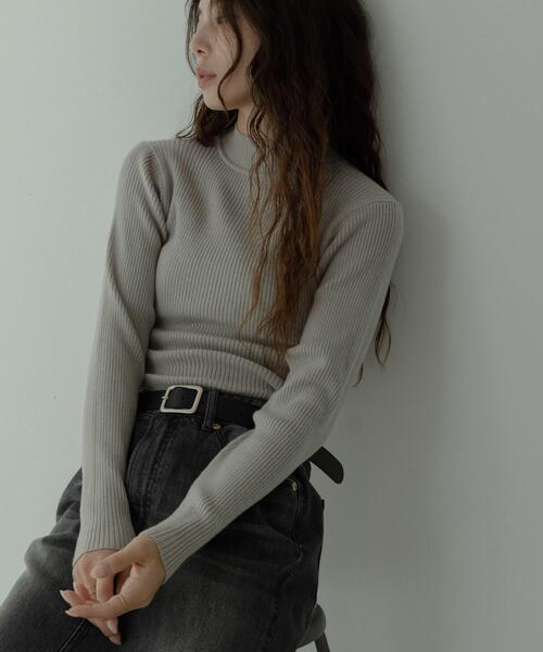 セール】ウォッシャブルリブハイネックニットプルオーバー（ニット