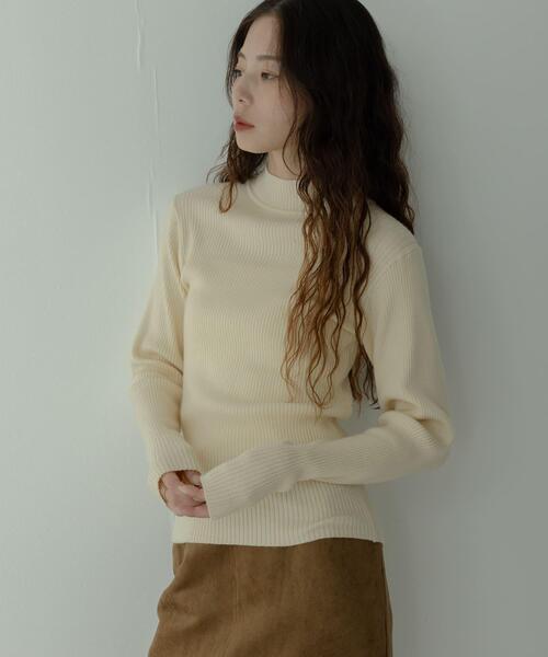 ウォッシャブルリブハイネックニットプルオーバー（ニット/セーター