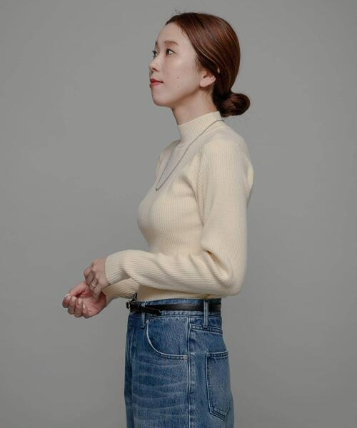ウォッシャブルリブハイネックニットプルオーバー（ニット/セーター